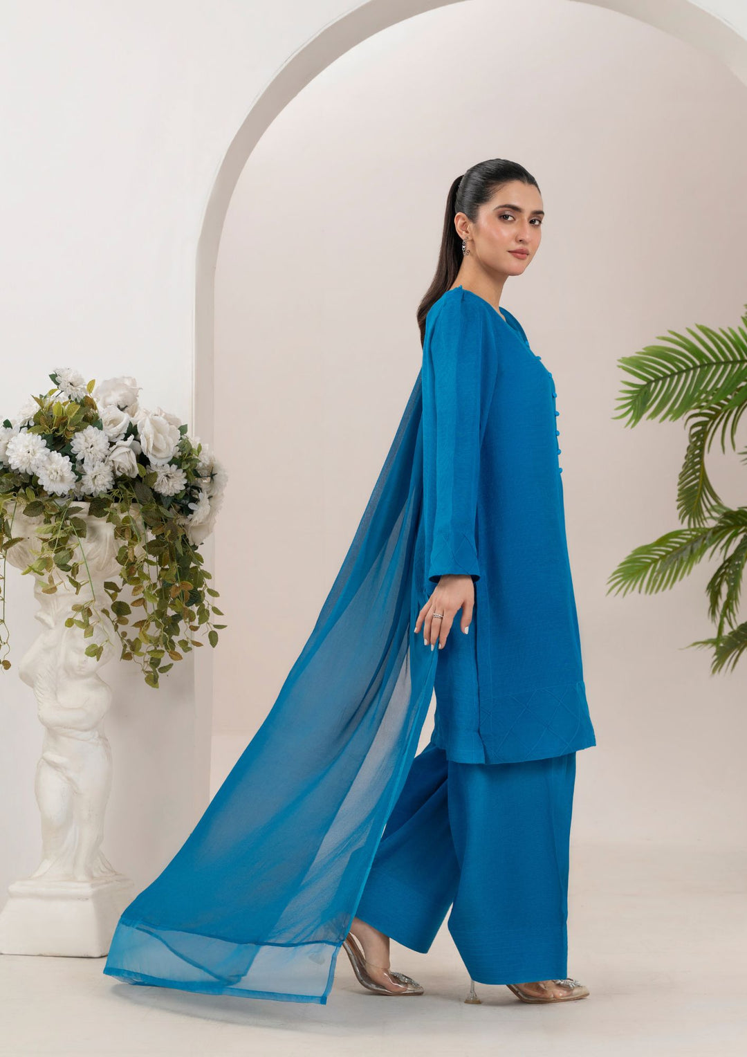 3Pc Raw Silk with Farshi Shalwar  ROZANA-S25-0025