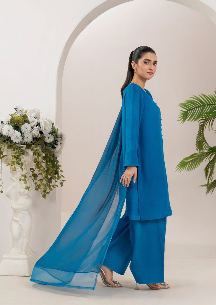 3Pc Raw Silk with Farshi Shalwar  ROZANA-S25-0025