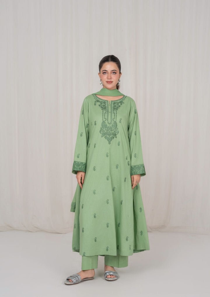 3Pc Pistachio Embroidered Lawn with Chiffon Dupatta RIW-R26-0002