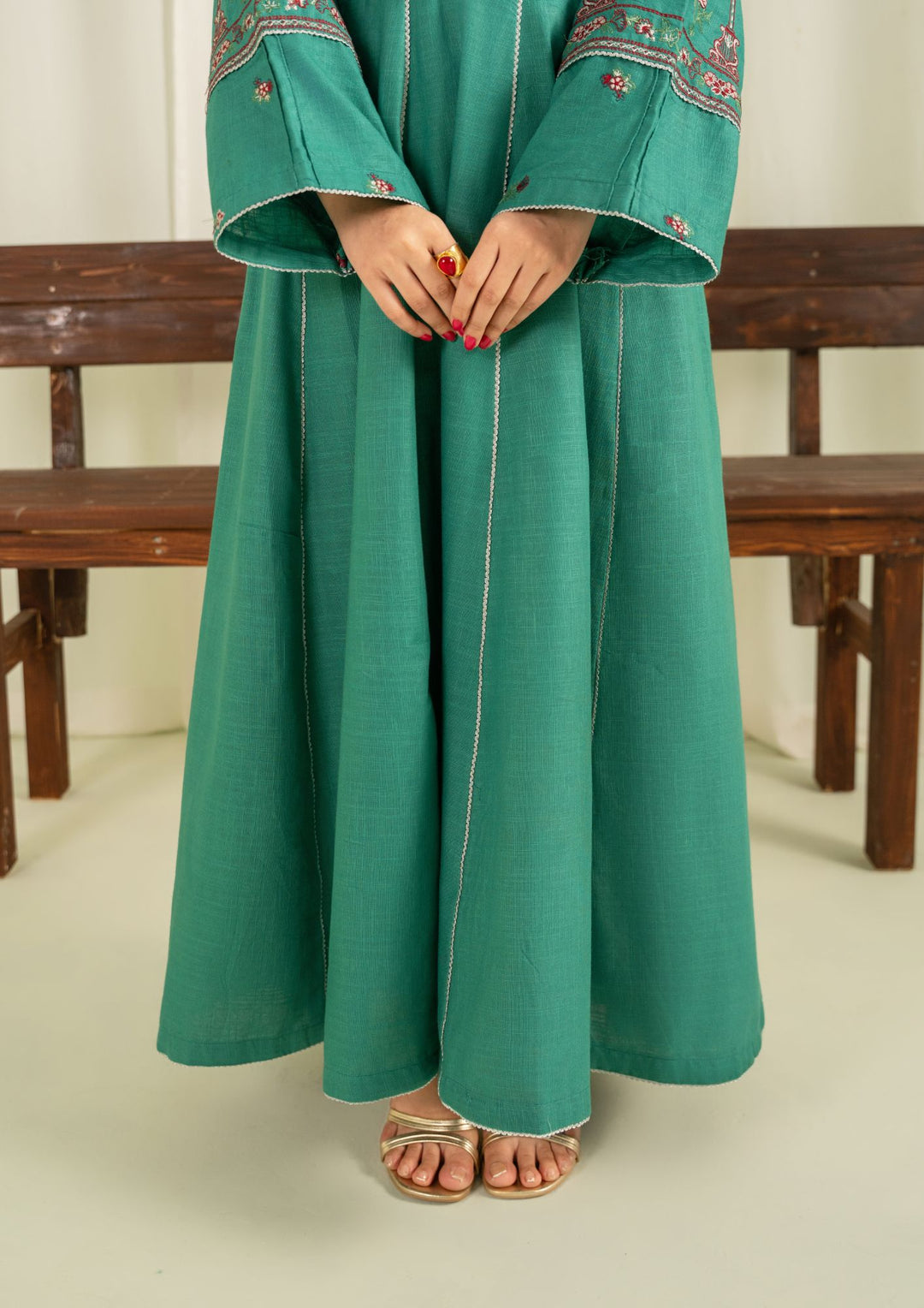 2Pc Khaddar Embroidered with Khaddar Shawl Sea Green AFP-A25-0008