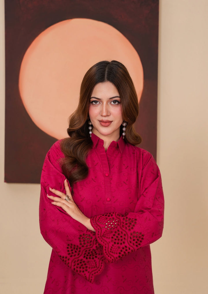 2pc Schiffli Embroidered Cambric Carrot Set | BASANT-B25-0007