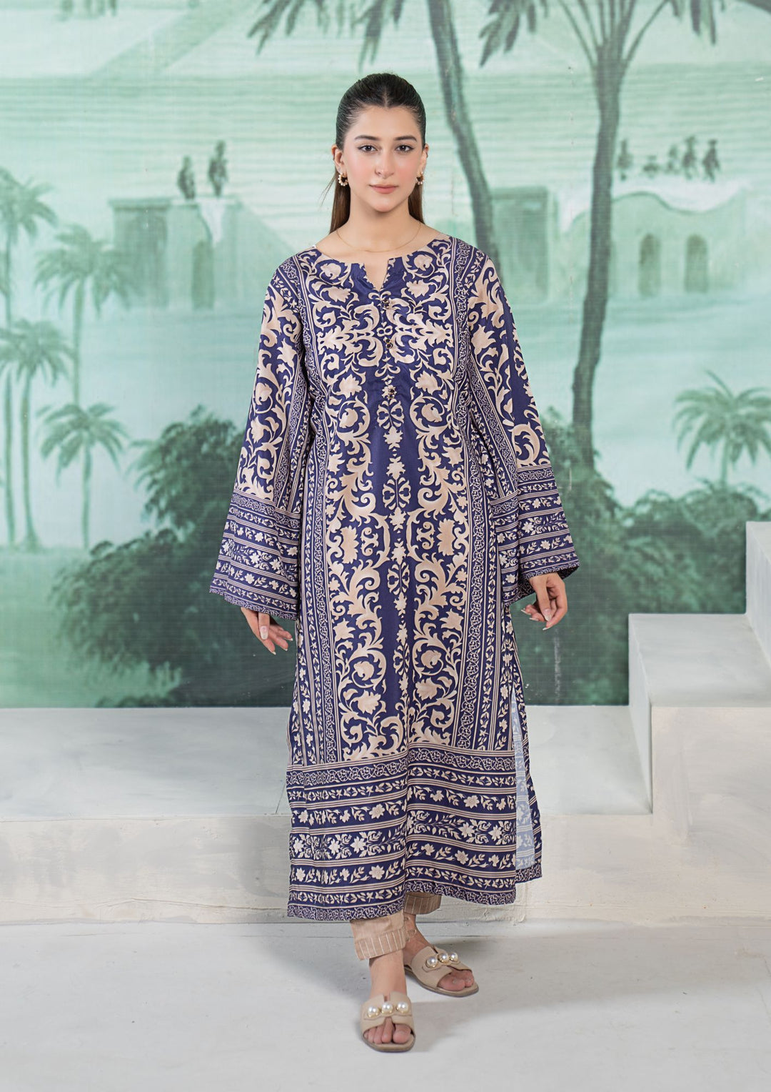 1Pc Digital Print Arabic Lawn Kaftan JUPITER-S26-0009