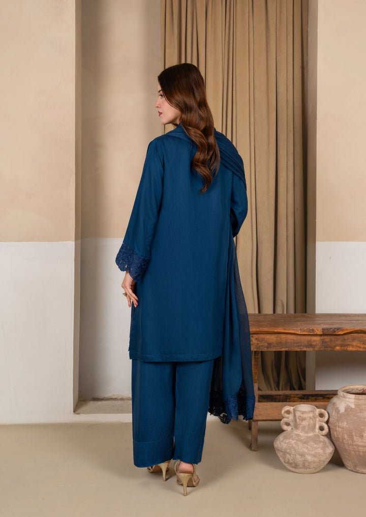 3Pc Embroidered Silk Viscose with Farshi Shalwar Teal JASHAN-J26-0012