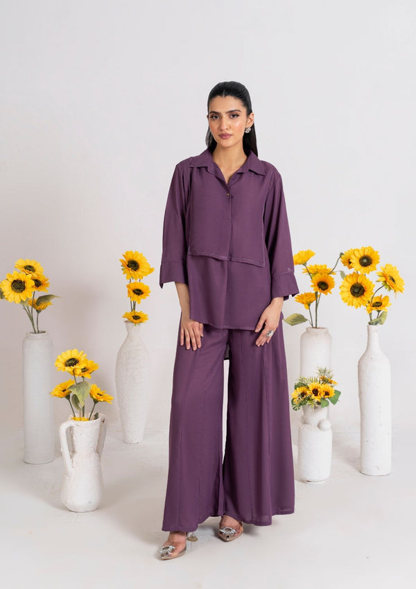 2PC Plum Charm Georgette Co-ord Set JUPITER-F25-0006