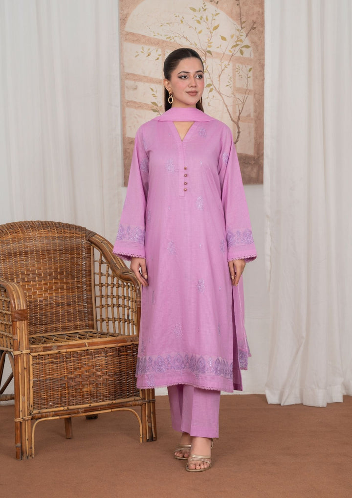 3Pc Embroidered Lawn with Embroidered Border Chiffon Dupatta JASHAN-J26-0039