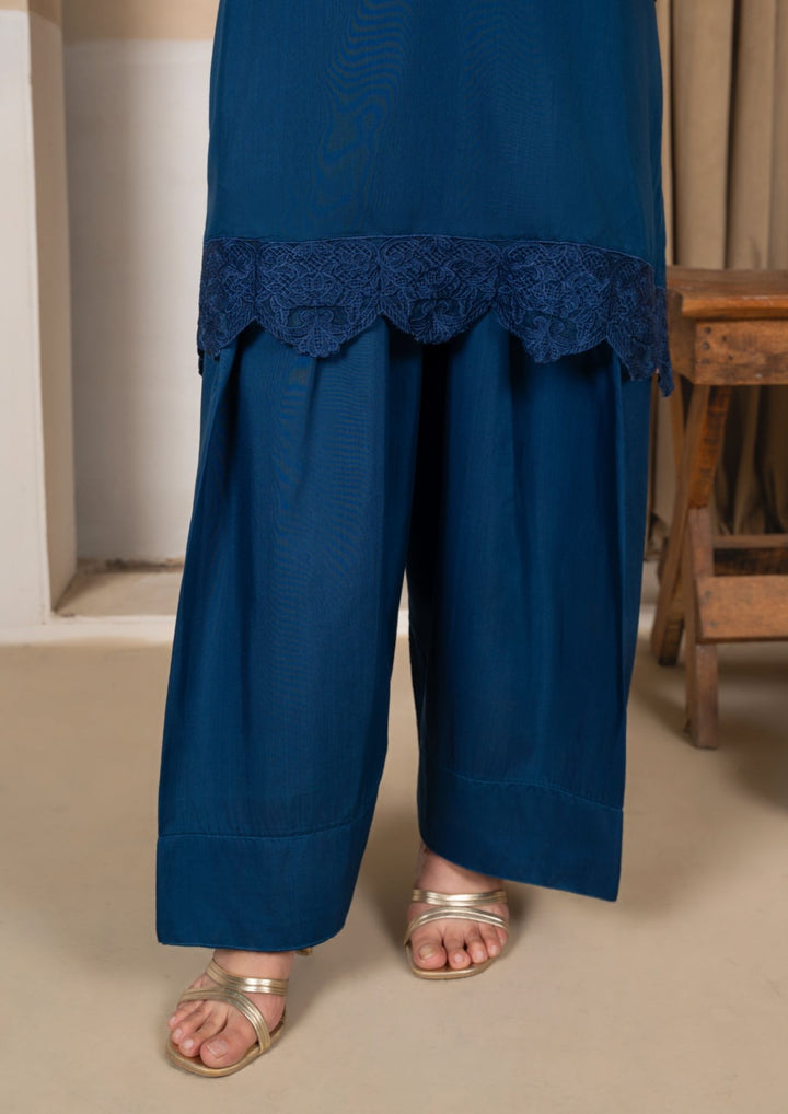 3Pc Embroidered Silk Viscose with Farshi Shalwar Teal JASHAN-J26-0012