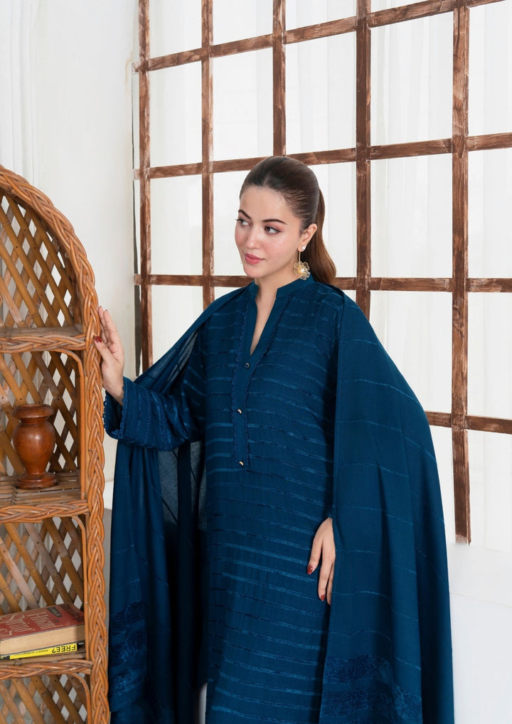 3pc Alpine Velvet Shirt with Velvet Border Shawl and Plain Trouser AML-W25-0014