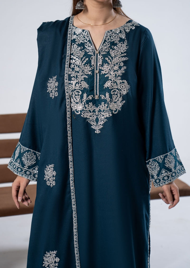 3Pc Embroidered Alpine Karandi Deep Teal SAY-W26-0016