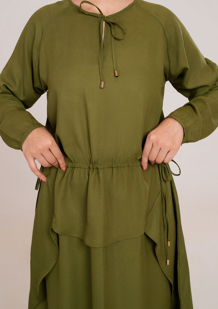 2Pc Georgette Olivish Green JUPITER-F25-0034