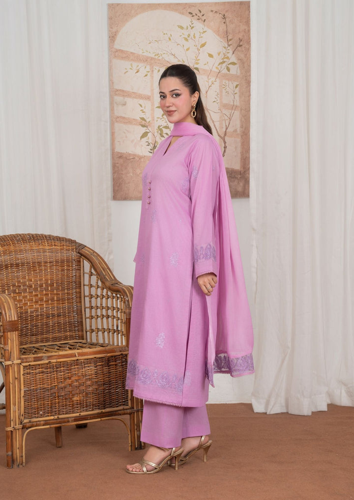 3Pc Embroidered Lawn with Embroidered Border Chiffon Dupatta JASHAN-J26-0039