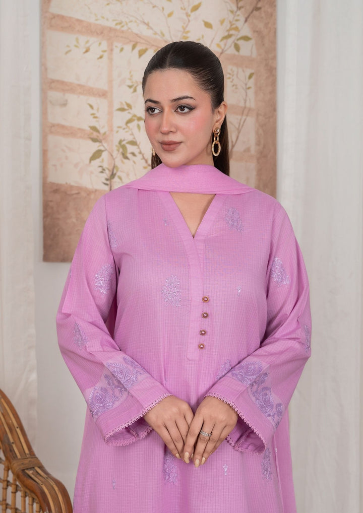 3Pc Embroidered Lawn with Embroidered Border Chiffon Dupatta JASHAN-J26-0039