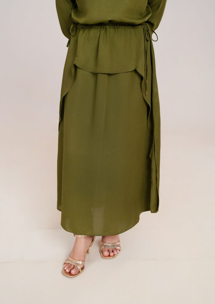 2Pc Georgette Olivish Green JUPITER-F25-0034