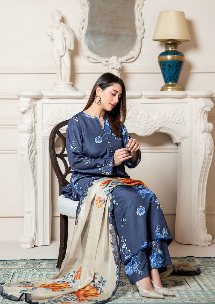 3Pc Printed Arabic Silk Lawn with Chiffon Dupatta Gulmeena-G26-0001