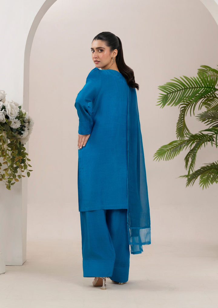 3Pc Raw Silk with Farshi Shalwar  ROZANA-S25-0025