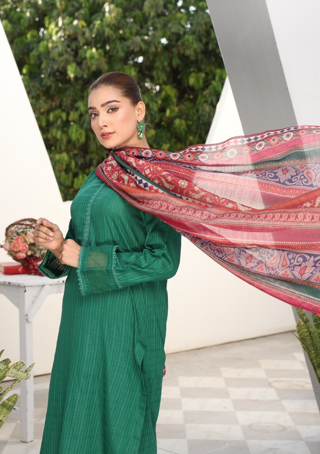 3Pc Jacquard Lawn with Slub Monark Dupatta MONARK-R24-0003