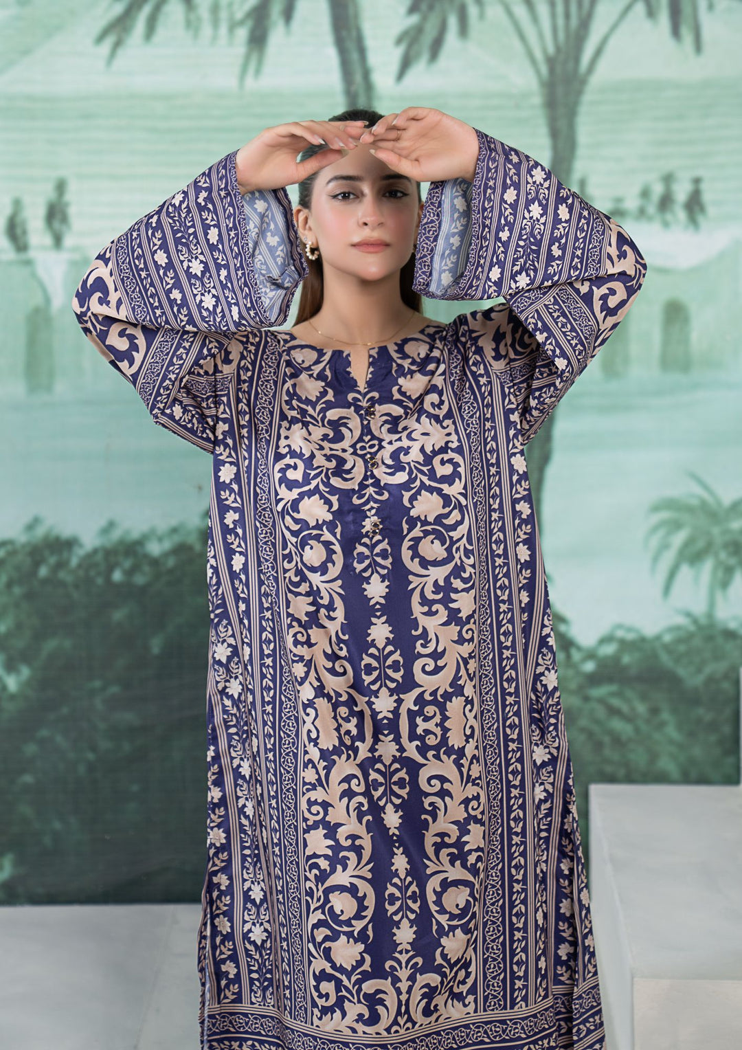 1Pc Digital Print Arabic Lawn Kaftan JUPITER-S26-0009