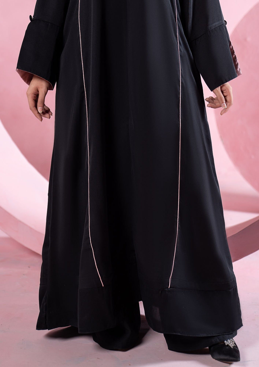 Noir Piped Flare Abaya ABL-A26-0001