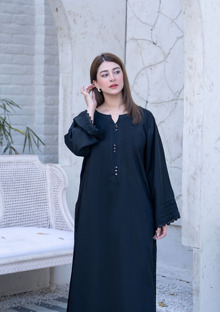 2Pc Silk Viscose Kaftan Black JUPITER-S26-0007