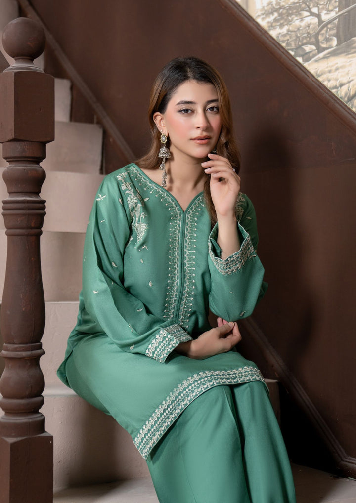 2Pc Multi Embroidered Alpine Marina Sea Green SAY-W26-0030