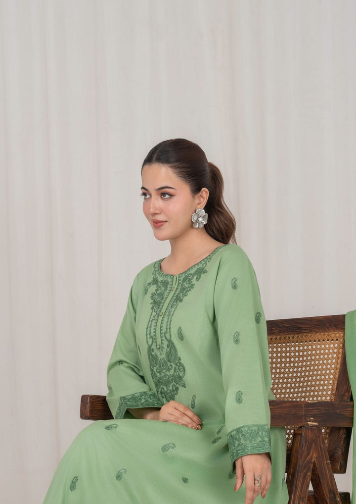 3Pc Pistachio Embroidered Lawn with Chiffon Dupatta RIW-R26-0002
