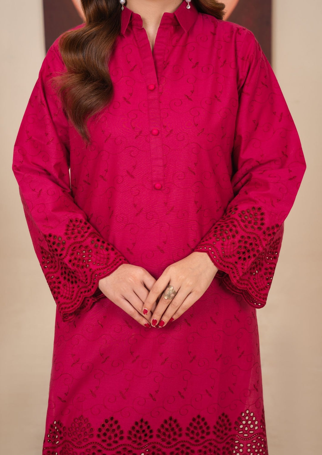 2pc Schiffli Embroidered Cambric Carrot Set | BASANT-B25-0007