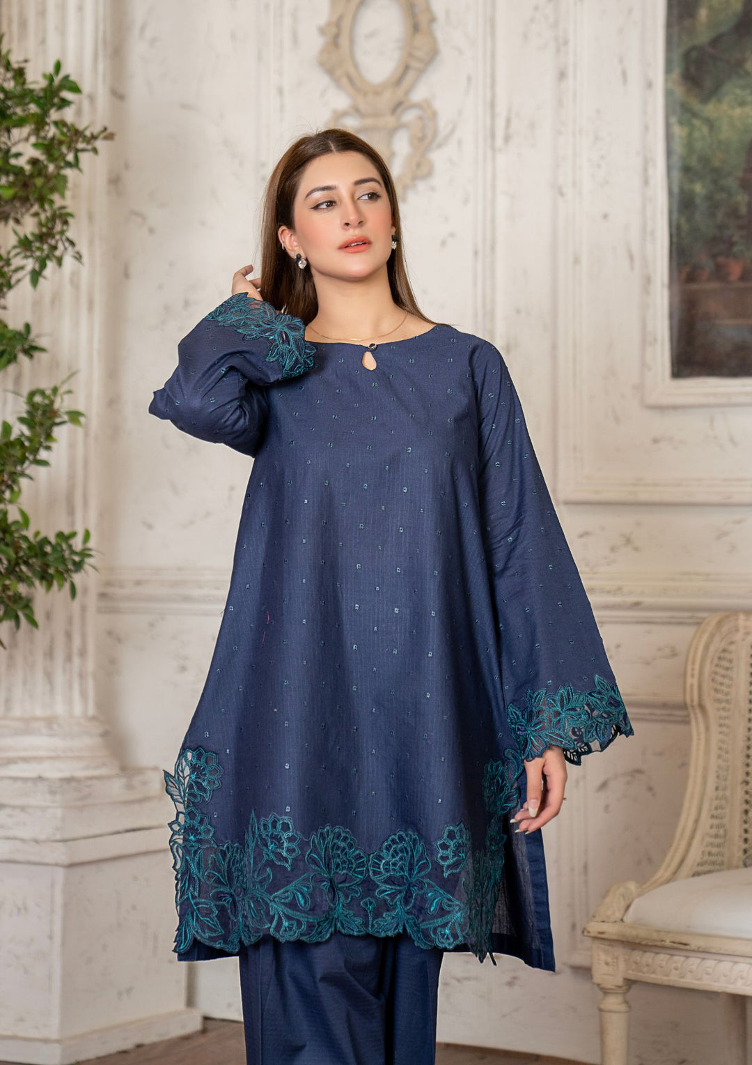 2Pc Multi Embroidered Lawn Teal Blue RIW-R26-0047