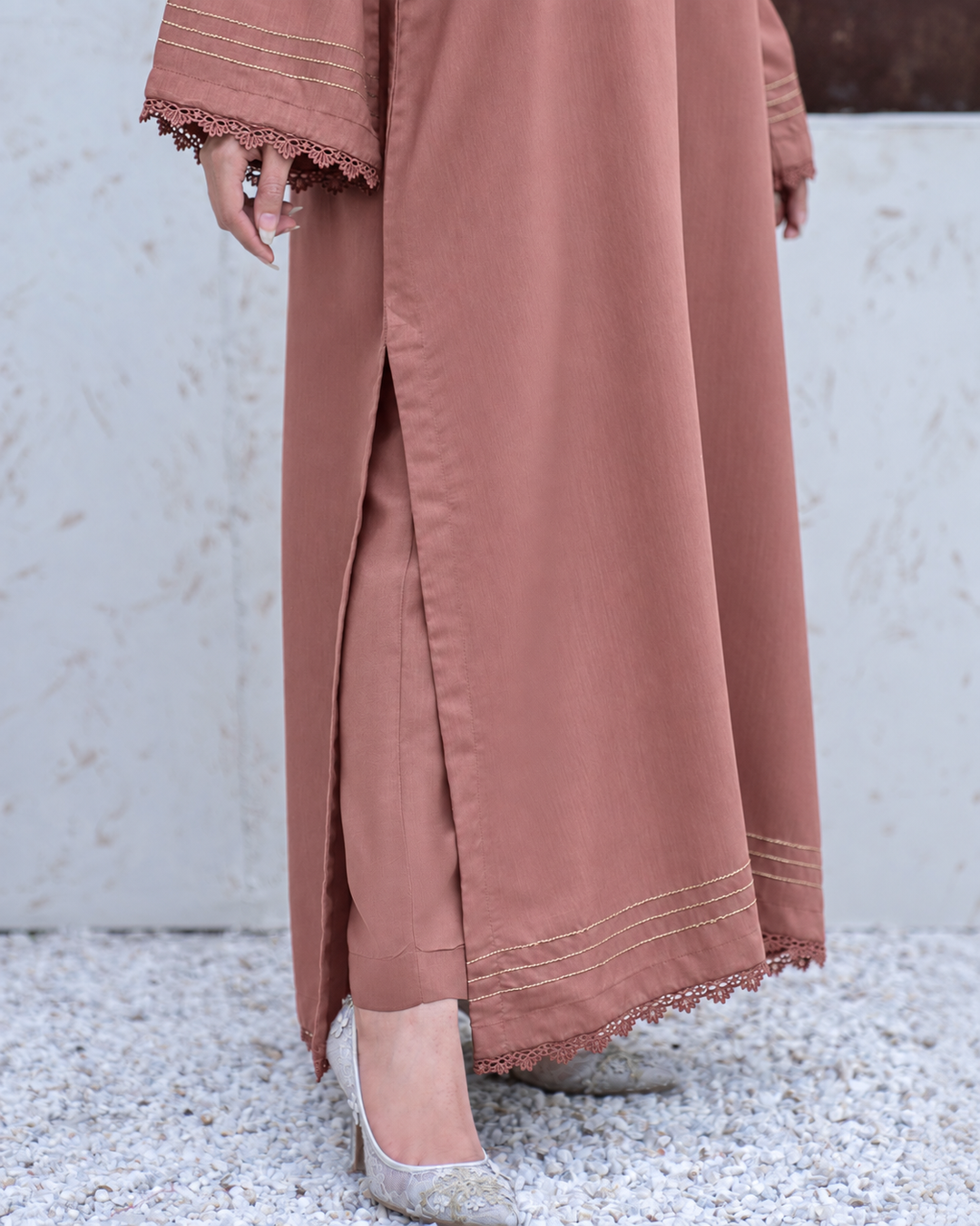 2Pc Silk Viscose Kaftan Tea Pink JUPITER-S26-0015