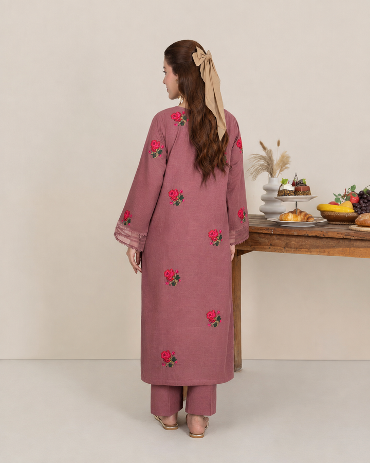 2pc Multi Embroidered Khaddar Tea Pink AML-W26-0005