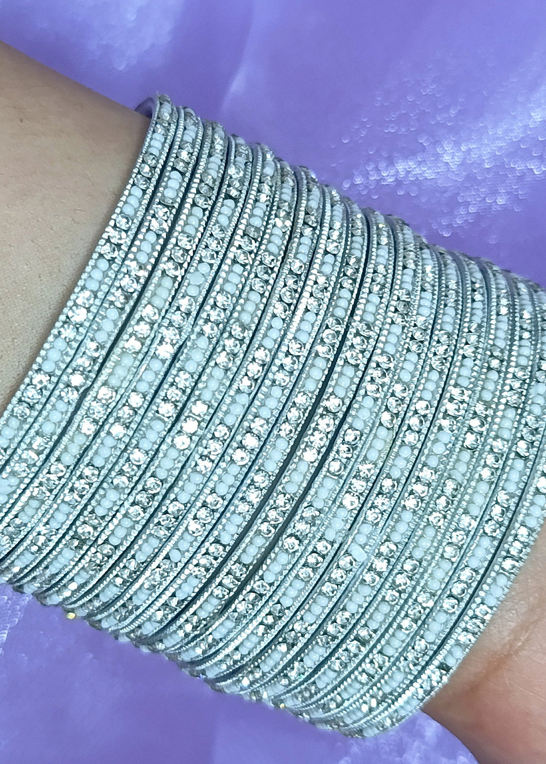 Chaand Wala Safaid Bangles with Crystals PMB-0172