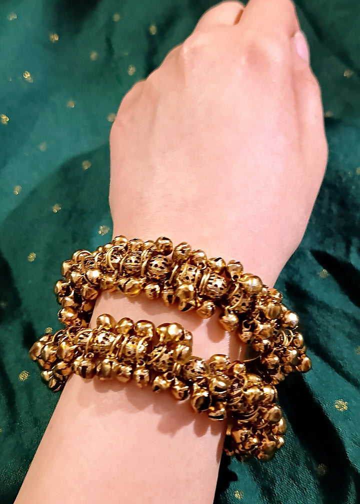 Kashmiri Ghungroo Kangan Chan Chan Antique Gold PMB-0168