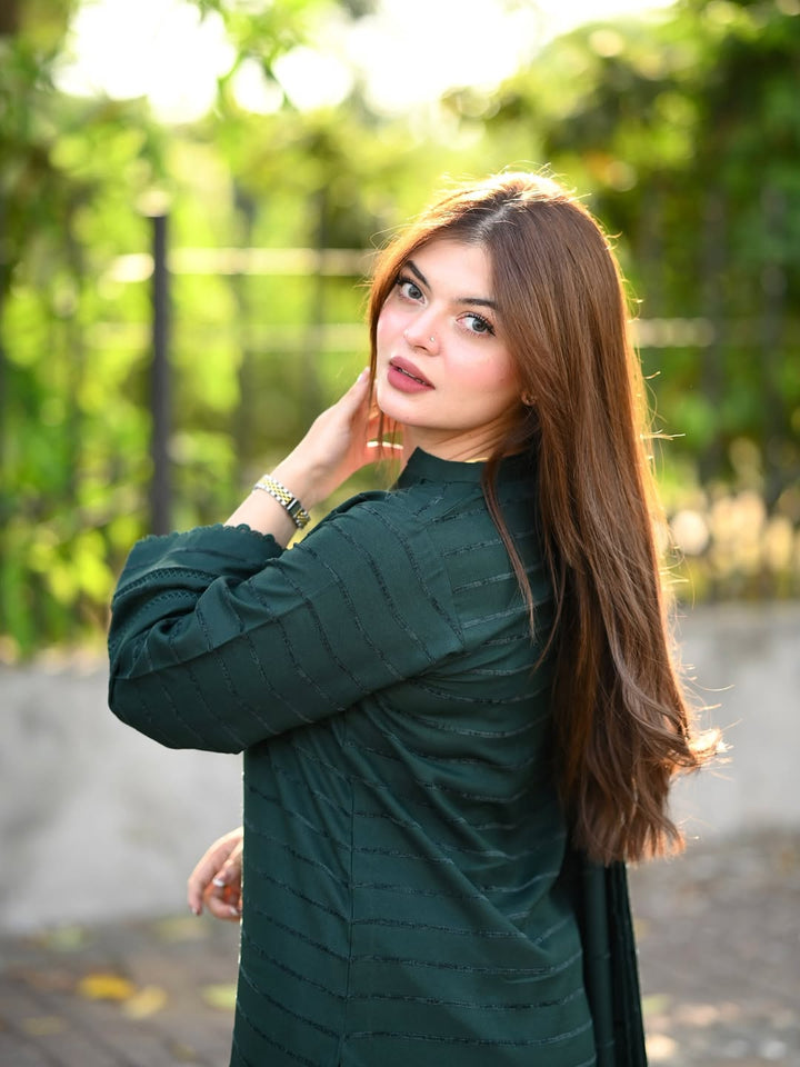 3pc Alpine Velvet Shirt with Velvet Border Shawl and Plain Trouser AML-W25-0013
